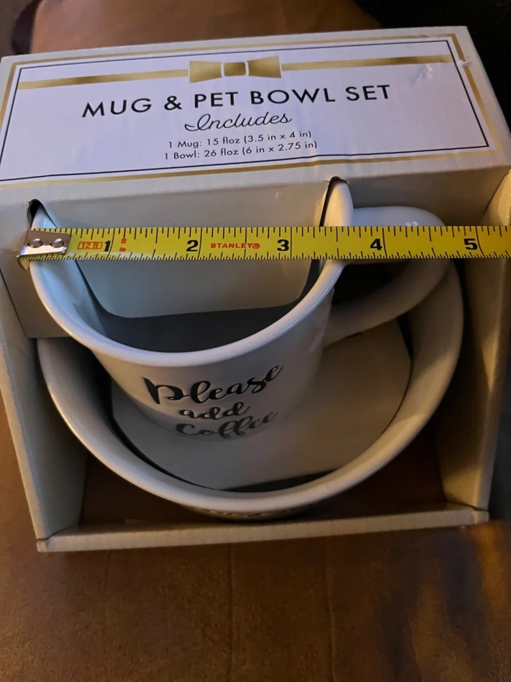 Gift set: Please Add Coffee mug Please add food dog bowl Ceramic Mug & Bowl Set